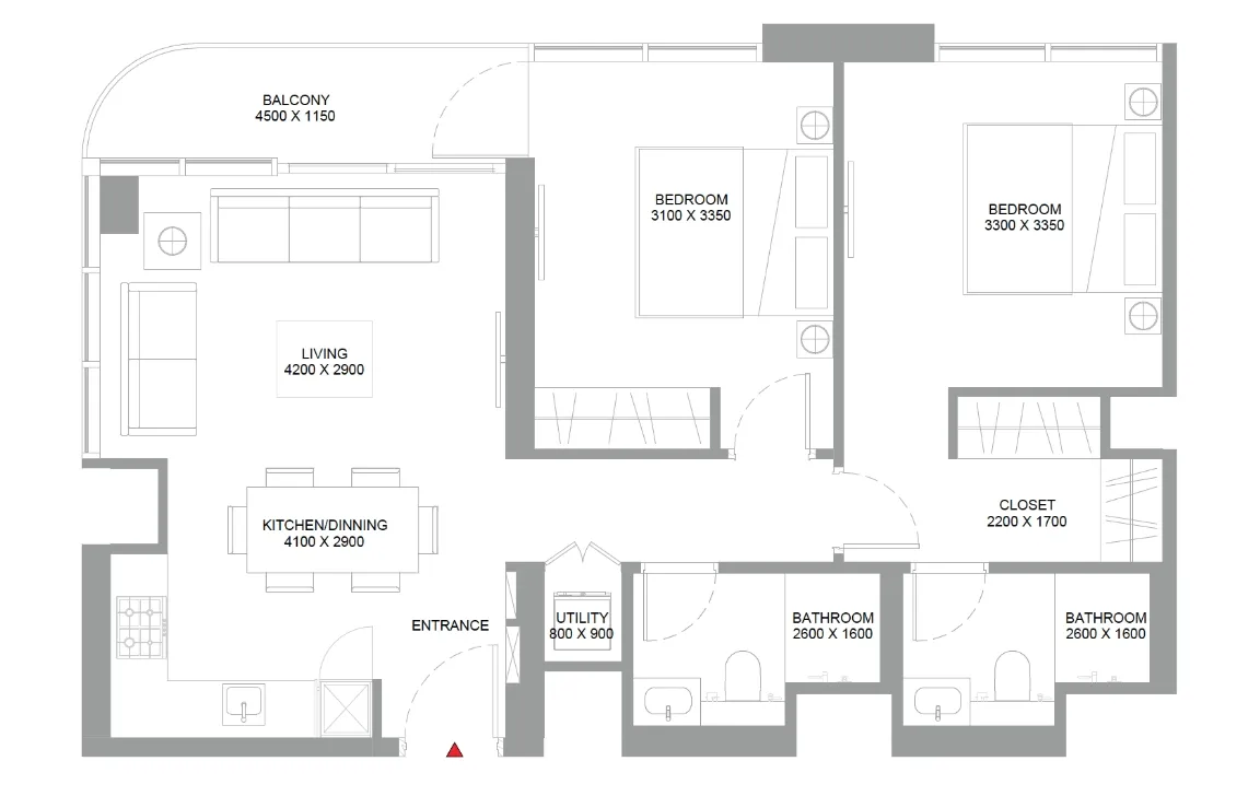 2 BR Floor Plan d